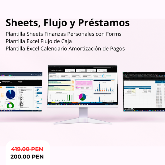 Pack 3 plantillas : 1. Plantilla Finanzas Personales, 2. Plantilla Flujo de Caja y 3. Plantilla Calendario de pagos
