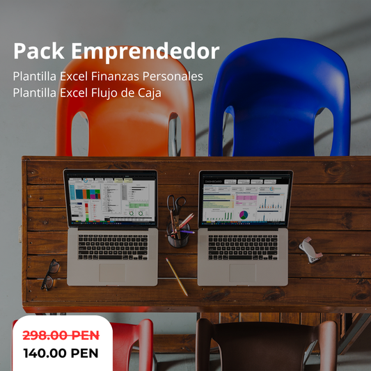 Pack 2 plantillas : 1. Plantilla Finanzas Personales y 2. Plantilla Flujo de Caja